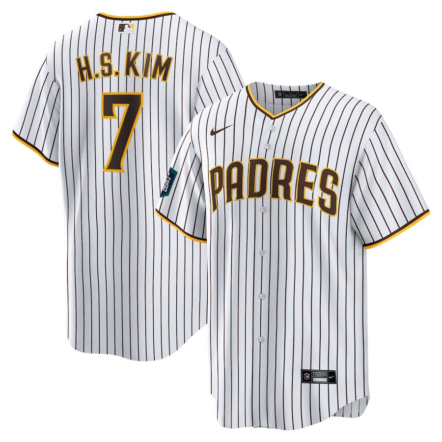 Men San Diego Padres #7 Ha-Seong Kim Nike White 2024 MLB World Tour Seoul Series Home Replica Player Jersey->san diego padres->MLB Jersey